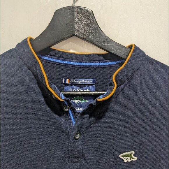 Le Shark | Hillrise Collarless Polo Shirt In True Navy - Picture 5 of 9